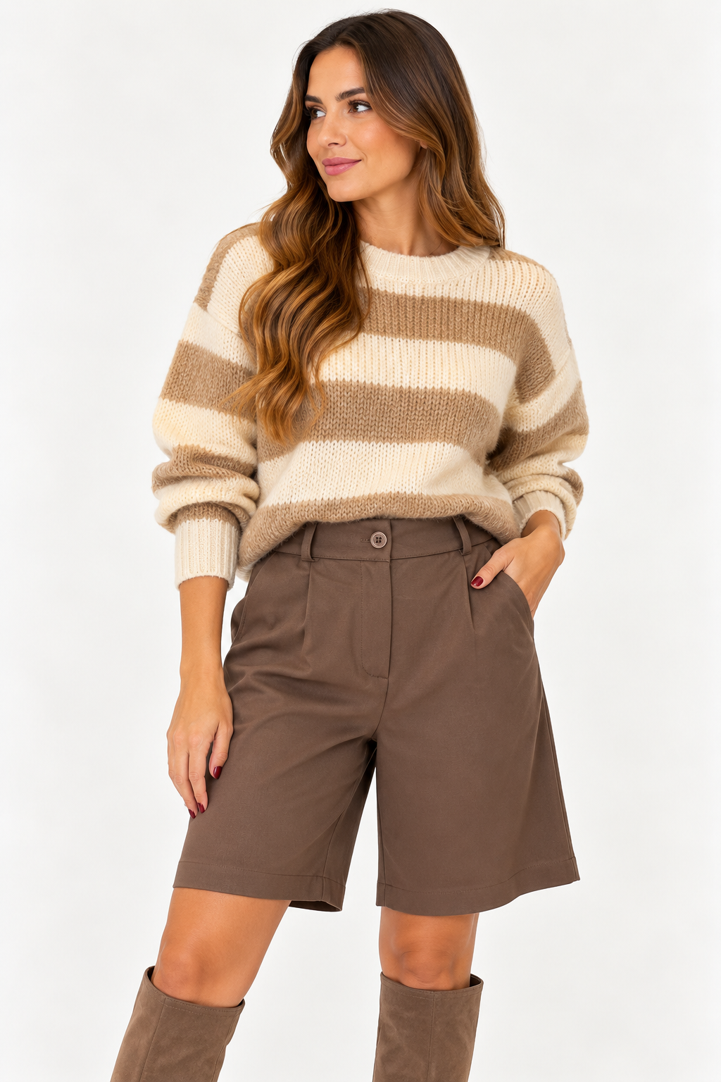 Bermuda gabardina marrón